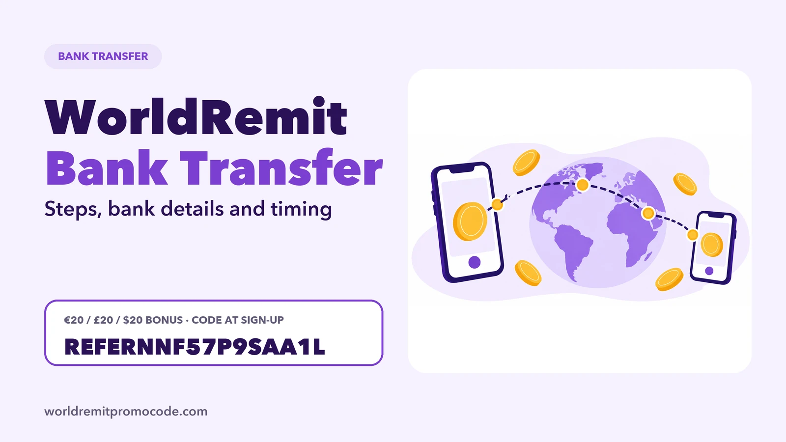 WorldRemit bank transfer: money sent from your account to your recipient's bank