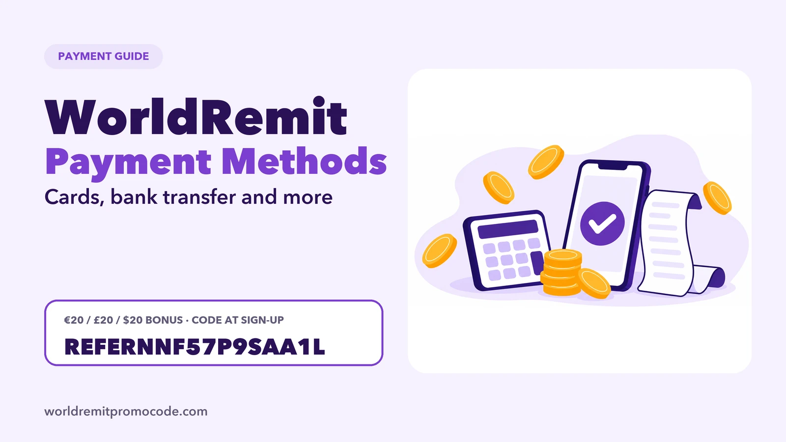 WorldRemit payment methods: debit card, credit card and bank transfer options