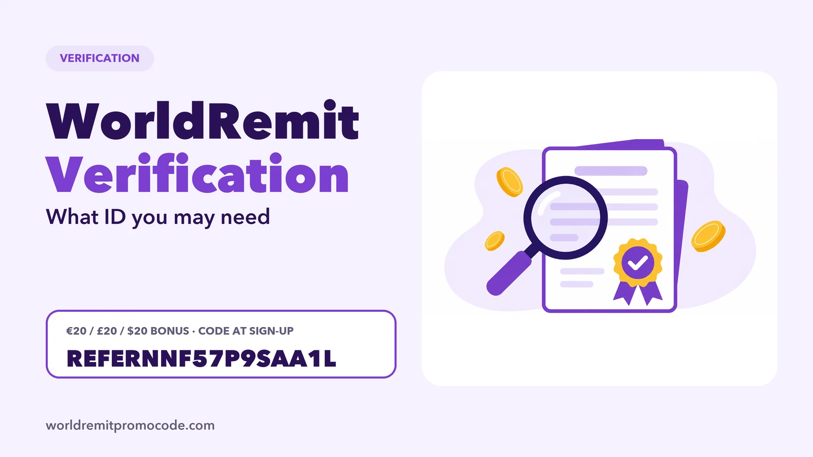 WorldRemit verification: a photo ID card checked against your account details